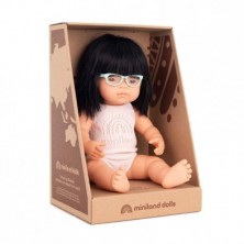 Muñeca BB asiática con gafas - 38 cm - MINILAND 0