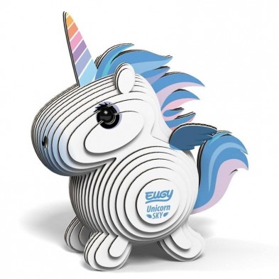 Figura 3D de cartón - Unicornio Celeste - EUGY