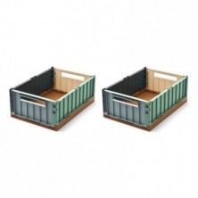 Pack de 2 cajas de almacenamiento WESTON medianas - Sea Blue Multi Mix - LIEWOOD