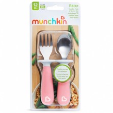 Pack cuchara y tenedor de acero Raise - ROSA - MUNCHKIN 1